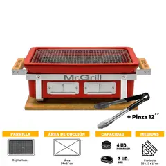 MR GRILL - Parrilla de Mesa Japonesa Hibachi Osaka Red + Pinza 12´´