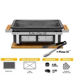 MR GRILL - Parrilla de Mesa Japonesa Hibachi Osaka Black + Pinza 12´´
