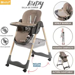 EBABY - Silla de Comer Rudy con llanta BEIGE