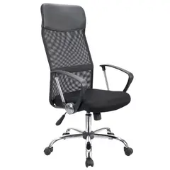 TEMEL - Silla Ejecutiva IM-Seul Negra Ergonómica con Respaldo en Malla y Base Cromada