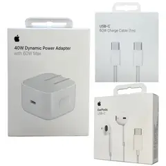 APPLE - Combo USB-C Adaptador 40W Dynamic + Cable 60W + EarPods