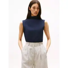 TOMMY HILFIGER - CAMISETA W SL MOCK NECK TANK - SOLID TH