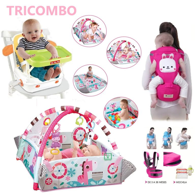 Tricombo silla para comer,Canguro Ergonomico y Gimnasio 5 en 1