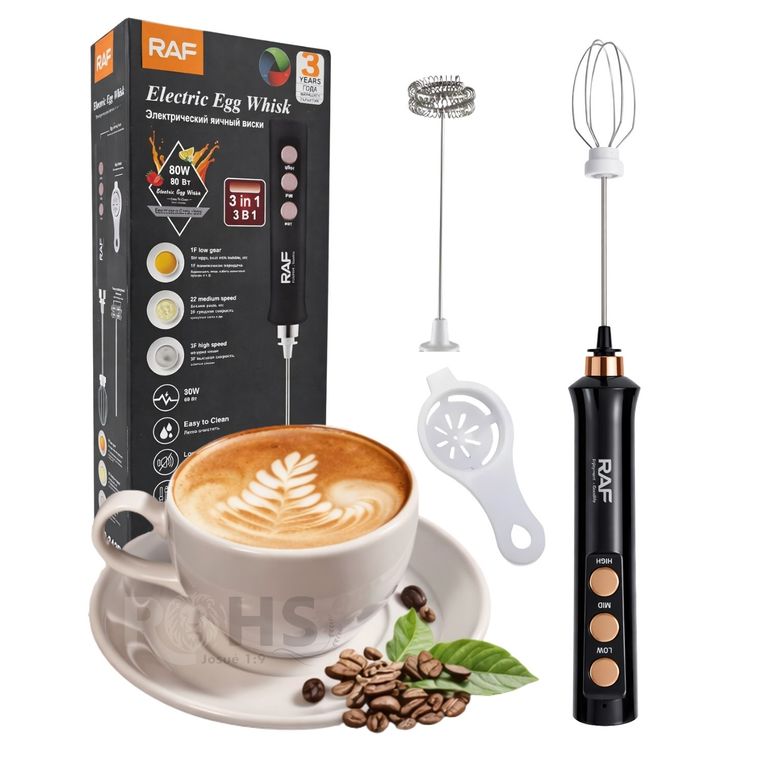 Batidor Eléctrico RAF 3 En 1 80W Con Accesorios Y Separador De Clara 3 Velocidades R.342B