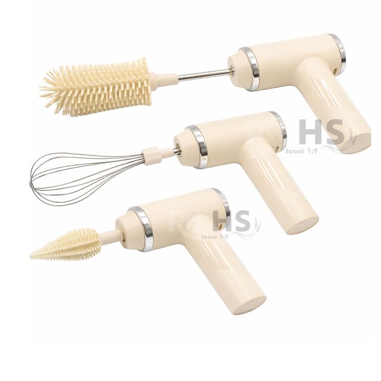 Limpiador Eléctrico Multifuncional Con Accesorios Y Batidor Para Limpieza Del Hogar Beige