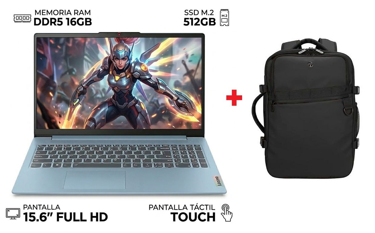 Laptop Intel Core i5 12450H DDR5 16GB 512GB IDEAPAD SLIM 3 12° Gen 15.6” FHD TOUCH + MOCHILA