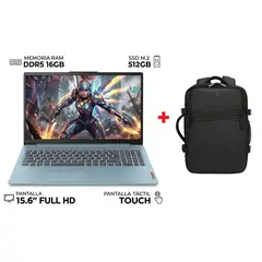 LENOVO - Laptop Intel Core i5 12450H DDR5 16GB 512GB IDEAPAD SLIM 3 12° Gen 15.6” FHD TOUCH + MOCHILA