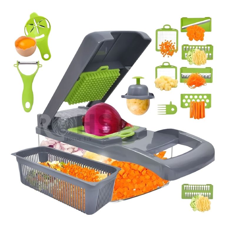 Picador De Verduras Multifuncional 14 En 1 Para Cortar, Rallar Y Rebanar