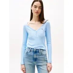 TOMMY HILFIGER - CAMISETA TJW SLIM HENLEY WAFFLE LS