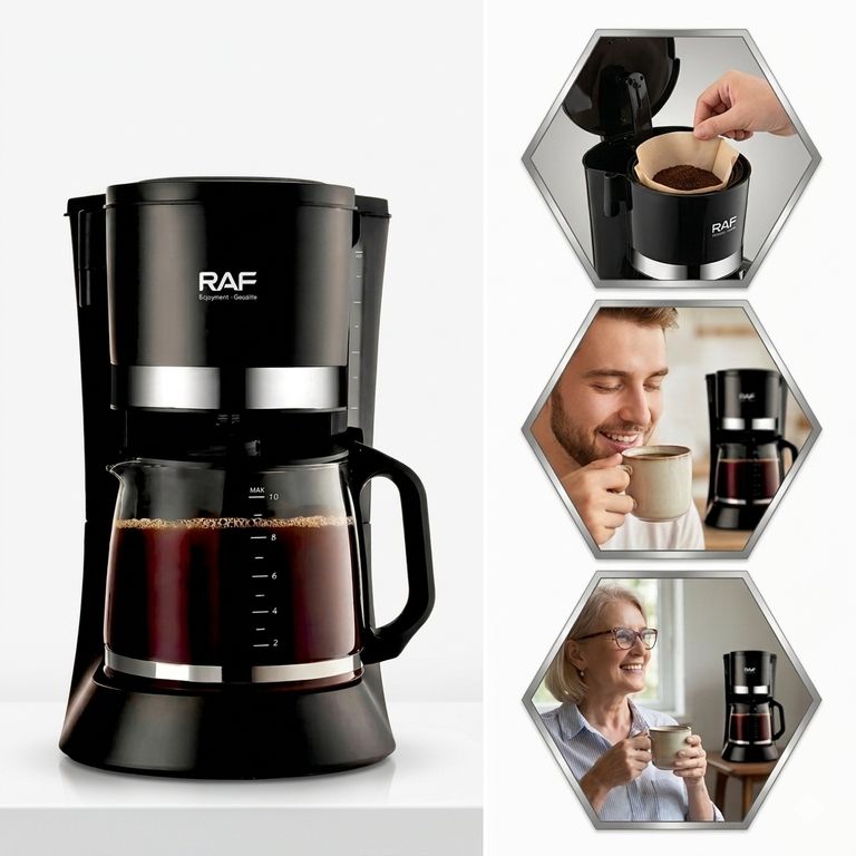 Cafetera de Goteo Compacta 680W Acero y Vidrio - Preparado Rápido y Fácil