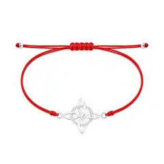 ESPIRAL ROJO - Pulsera Triqueta Celta Brillos - Hilo Rojo y Plata