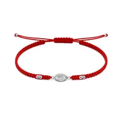 SANTORAL - Pulsera Medalla Milagrosa - Hilo Rojo y Plata