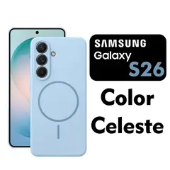 ASIA IMPORT - Case Silicone Magsafe Compatible para Samsung S26 Ultra Celeste con Marca