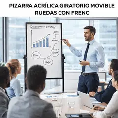GENERICO - PIZARRA ACRÍLICA GIRATORIA CON RUEDAS Y FRENO MOVIBL