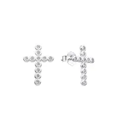 SANTORAL - Aretes Cruz Brillos - Plata
