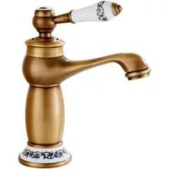 PUREPOWER - Grifo de Lavabo de Baño y Cocina ,Grifo de Cerámica de Latón Antiguo ,Agua Fría/Caliente