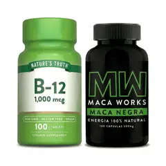 MACA WORKS - Maca negra y Vitamina B12 Tabletas