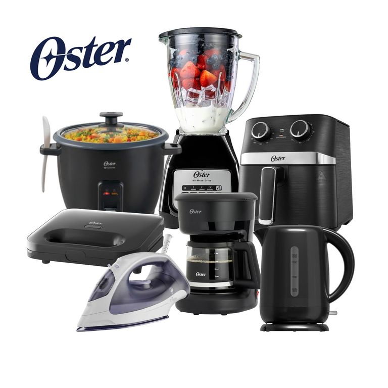 Combo Licuadora + Arrocera 1.8 LT + Freidora 4L + Cafetera + Sandwichera + Hervidor + Plancha