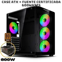 CYBERTEL - Case gamer xtreme cbx c5021 ATX Con Fuente Certificada 600watts 80 plus bronze