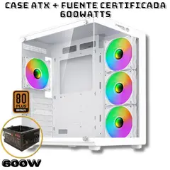 CYBERTEL - Case gamer xtreme cbx c5021w ATX Con Fuente Certificada 600watts 80 plus bronze