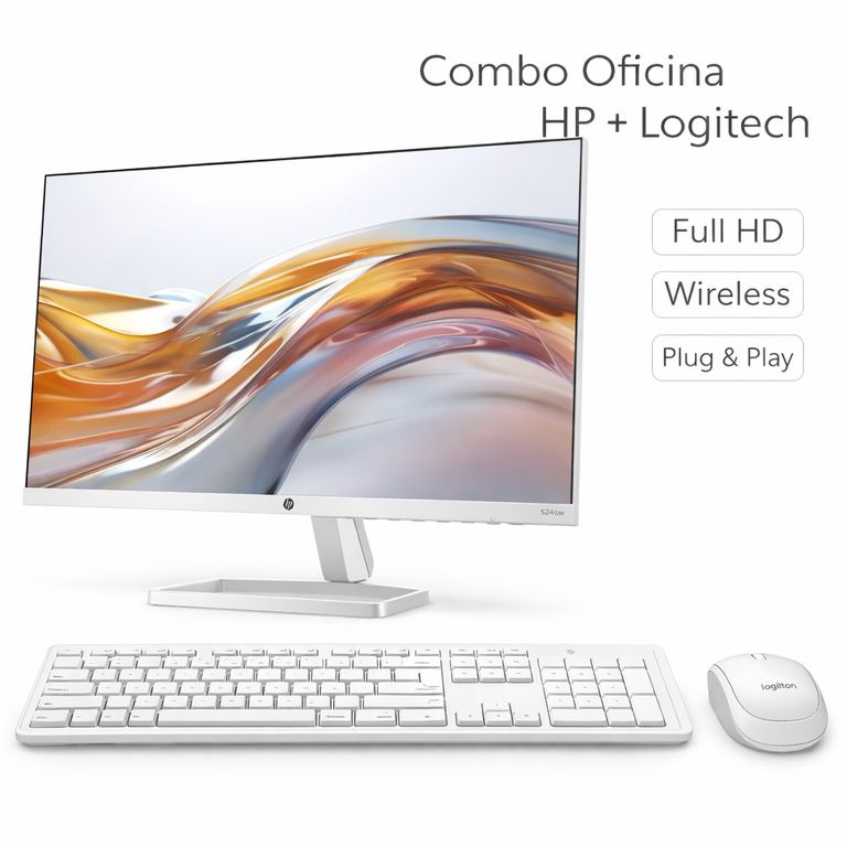 Monitor 524sw + Teclado Logitech K250 + Mouse Logitech M196 Blanco