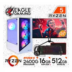 AMD - PC GAMER RYZEN 5 2400G RAM 16GB + SSD 5000GB + GRAFICA VEGA 11 2GB + MONITOR 24" + KIT