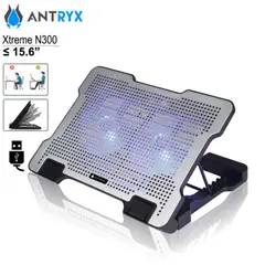 ANTRYX - COOLER PARA LAPTOP XTREME AIR N300 15.6" USB /2 VENTILADORES / 6 NIVELES /PLATEADO