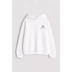 GENERICO - Polera con capucha blanca streetwear Rosa - Eclipse
