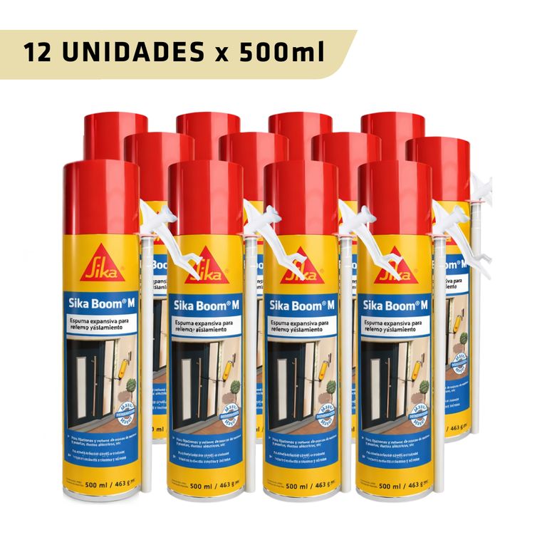 Pack 12 unidades de Espuma Expansiva de poliuretano Sikaboom M por 500ml