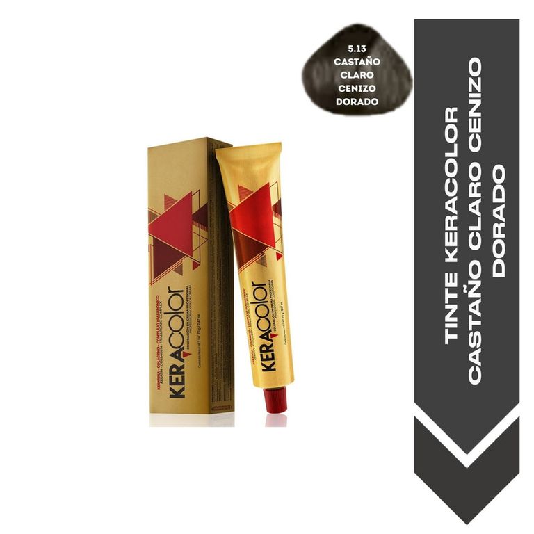 TINTE KERACOLOR 513 CASTAÑO CLARO CENIZO DORADO - 70 ML