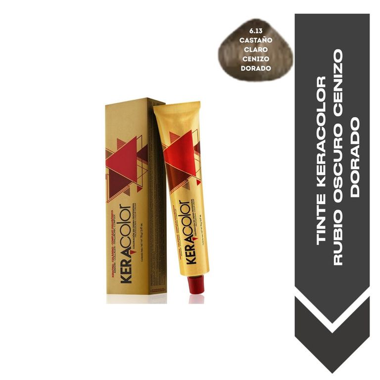 TINTE KERACOLOR 6.13 RUBIO OSCURO CENIZO DORADO - 70 ML