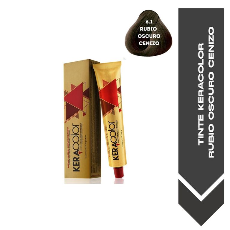 TINTE KERACOLOR 6.1 RUBIO OSCURO CENIZO -70 ML