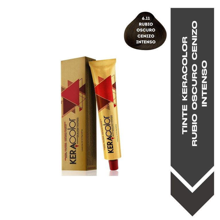TINTE KERACOLOR 6.11 RUBIO OSCURO CENIZO INTENSO -70 ML