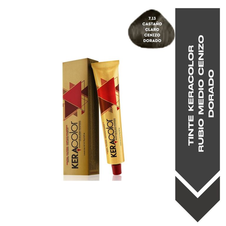 TINTE KERACOLOR 7.13 RUBIO MEDIO CENIZO DORADO - 70 ML