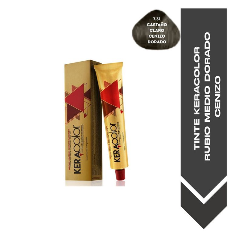 TINTE KERACOLOR 7.31 RUBIO MEDIO DORADO CENIZO- 70 ML