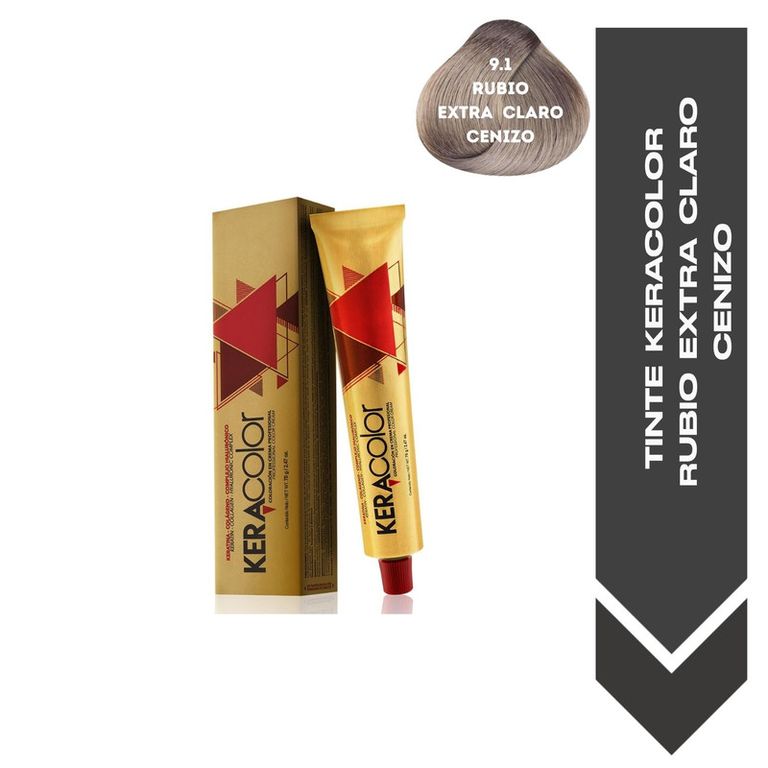 TINTE KERACOLOR 9.1 RUBIO MUY CLARO CENIZO- 70 ML