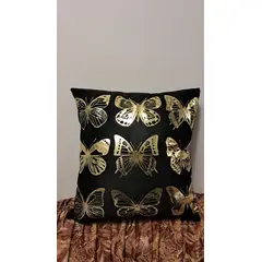 GENERICO - COJIN NEGRO CON MARIPOSA DORADA