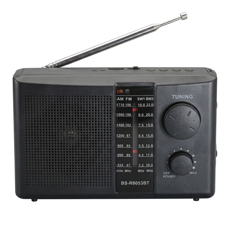 Radio Portátil Multibanda Recargable y a Corriente Directa FM/AM/SW con Bluetooth