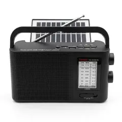 GENERICO - Radio Portátil con Panel Solar Multibanda FM AM SW, Bluetooth y Linterna