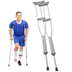 OEM - Muletas Ortopédicas de Aluminio Altura Regulable Par - Asistencia Médica y Rehabilitación
