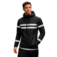 ELEMENT SPECIAL EDITION - Casaca Reflectiva Negra Impermeable Seguridad Total para Moto y Bicicleta