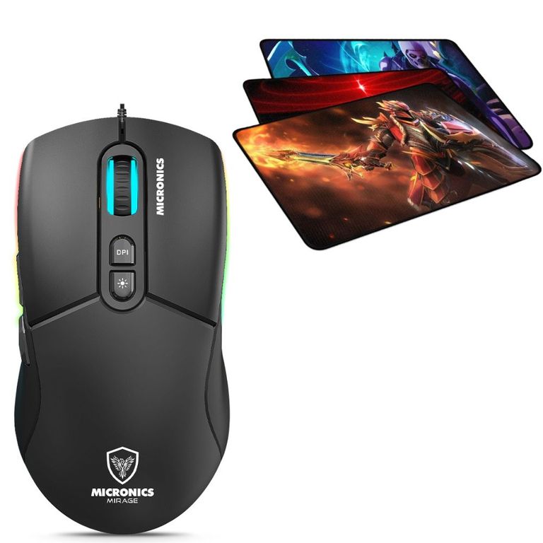 Mouse Gamer Led 7b 12800dpi Mirage GM890 + Pad Mouse