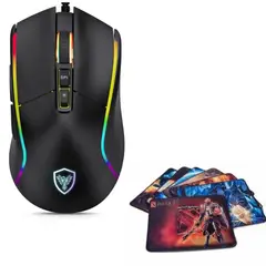 MICRONICS - Mouse Gamer Led 8b 12800dpi Legend 8 M803 + Pad Mouse