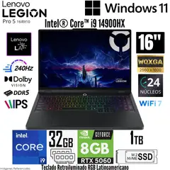 LENOVO - Laptop Legion Pro 5 16IRX10 Intel Core i9-14900HX 32GB RAM 1TB SSD RTX 5060-8GB 16" WQXGA