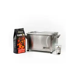 MR GRILL - Caja China Steel Pro Chica Viajera + Carbón Max Power 2 kg + Sal de Maras