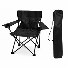 OEM - Silla Plegable Camping Con Porta Vasos Negro