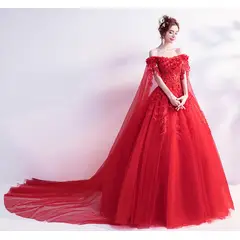 ARELYS - Vestido Princesa Mujer Quinceañera Talla S Rojo
