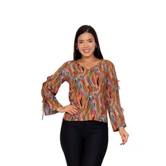 VICCI - Blusa ml Luizah rayon lacre estampada