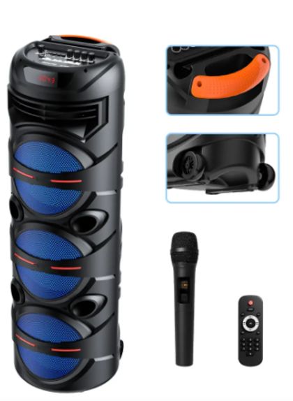 Bocina Karaoke Sing-e Portátil Bluetooth de 60W Con control y 1 Micrófono 8"