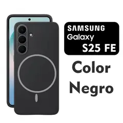 ASIA IMPORT - Case Silicone Magsafe Compatible para Samsung S25 FE Negro con Marca